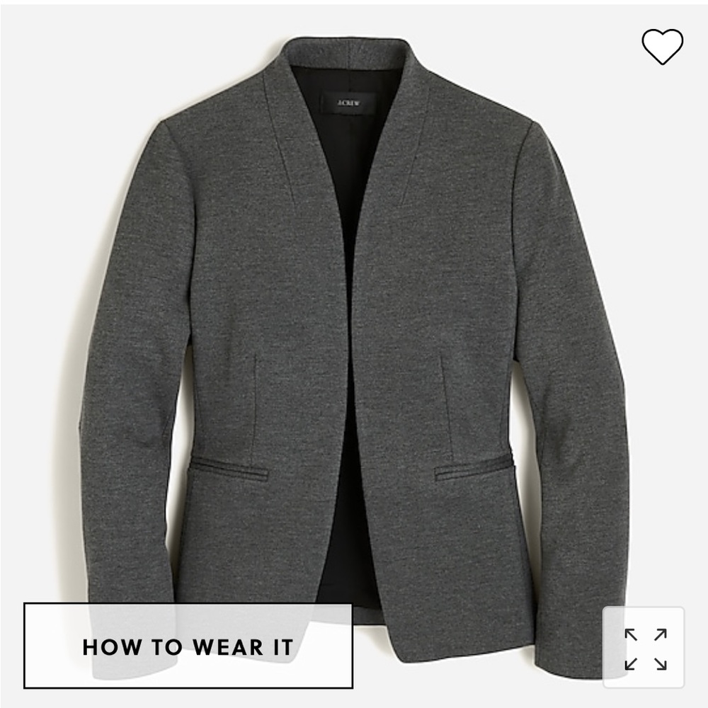 J. Crew 365 going out collarless blazer in gray, size 4
